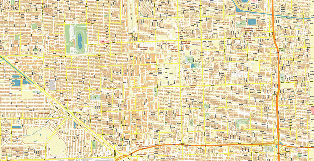 Hialeh Miami Florida USA Map Vector Exact City Plan High Detailed Street Map editable Adobe Illustrator in layers