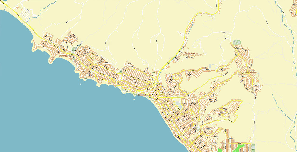 Irvine California USA Map Vector Exact City Plan High Detailed Street Map editable Adobe Illustrator in layers