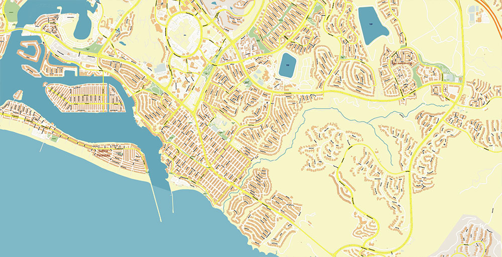 Irvine California USA Map Vector Exact City Plan High Detailed Street Map editable Adobe Illustrator in layers
