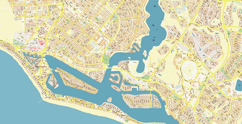 Irvine California USA Map Vector Exact City Plan High Detailed Street Map editable Adobe Illustrator in layers