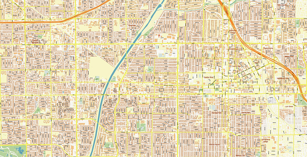 Irvine California USA Map Vector Exact City Plan High Detailed Street Map editable Adobe Illustrator in layers