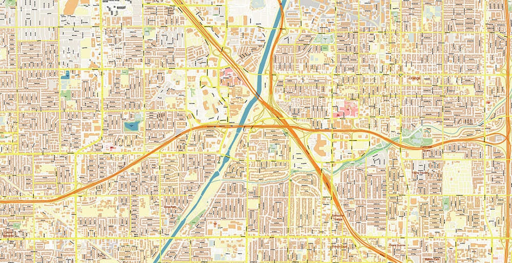 Irvine California USA Map Vector Exact City Plan High Detailed Street Map editable Adobe Illustrator in layers