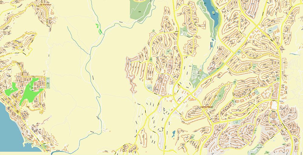 Irvine California USA Map Vector Exact City Plan High Detailed Street Map editable Adobe Illustrator in layers