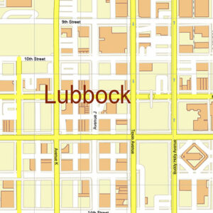 Lubbock Texas USA Map Vector Exact City Plan High Detailed Street Map editable Adobe Illustrator in layers