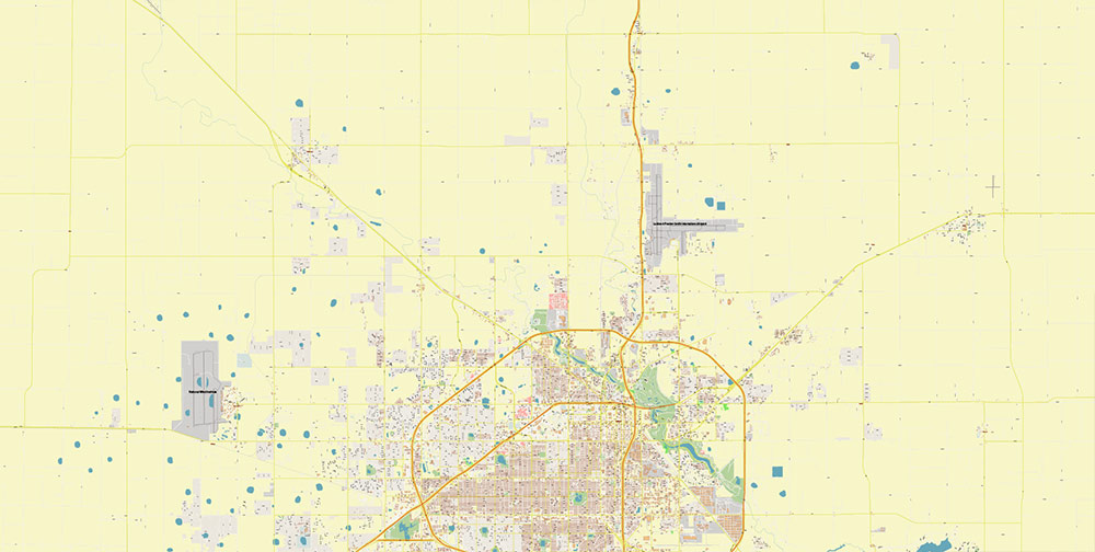 Lubbock Texas USA Map Vector Exact City Plan High Detailed Street Map editable Adobe Illustrator in layers