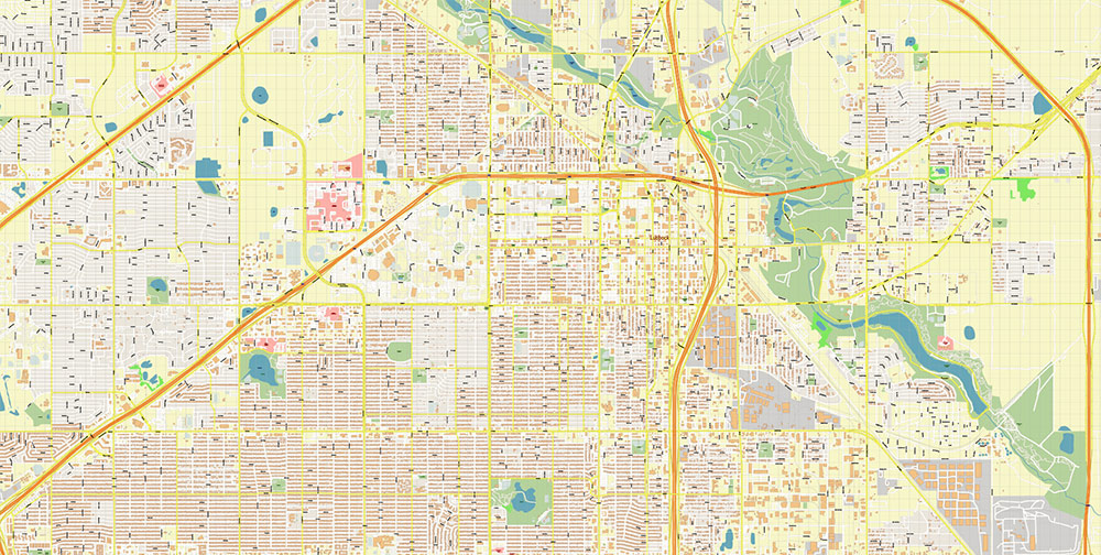 Lubbock Texas USA Map Vector Exact City Plan High Detailed Street Map editable Adobe Illustrator in layers