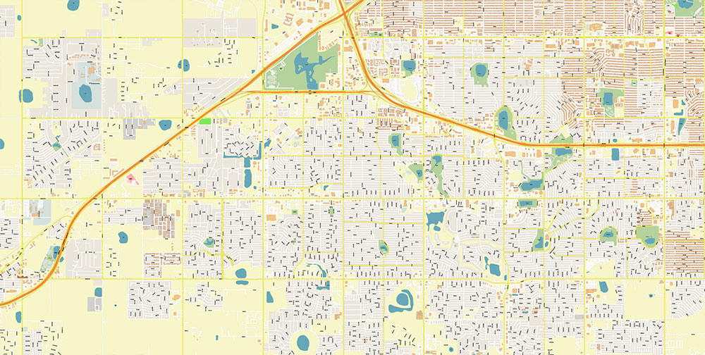 Lubbock Texas USA Map Vector Exact City Plan High Detailed Street Map editable Adobe Illustrator in layers