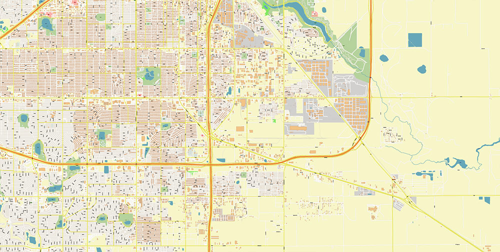 Lubbock Texas USA Map Vector Exact City Plan High Detailed Street Map editable Adobe Illustrator in layers