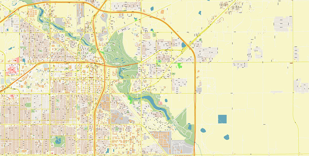 Lubbock Texas USA Map Vector Exact City Plan High Detailed Street Map editable Adobe Illustrator in layers