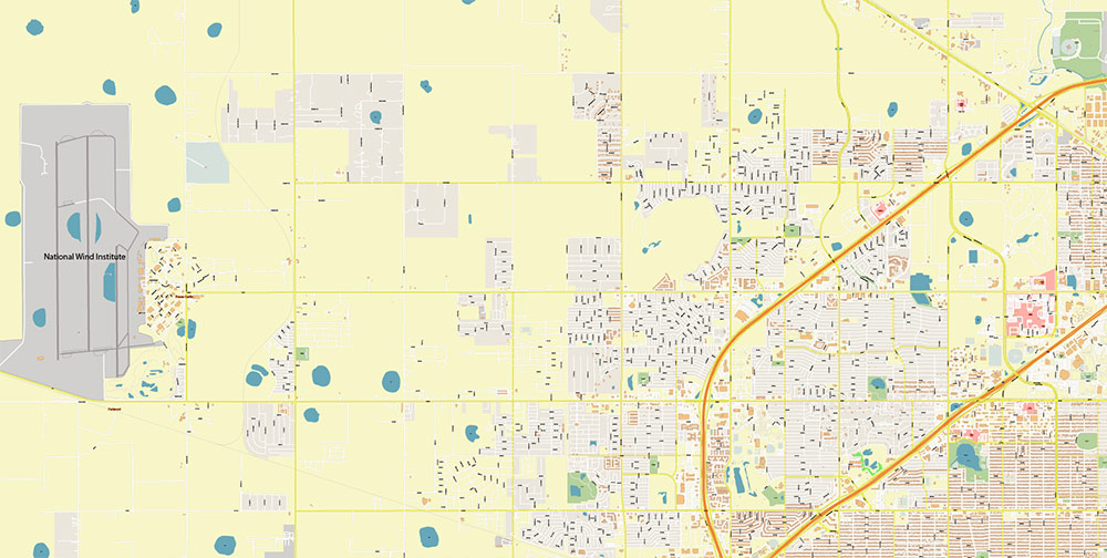 Lubbock Texas USA Map Vector Exact City Plan High Detailed Street Map editable Adobe Illustrator in layers