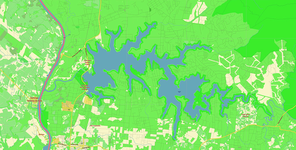 Northern region of Misiones Argentina Map Vector Exact High Detailed Road Map editable Adobe Illustrator in layers