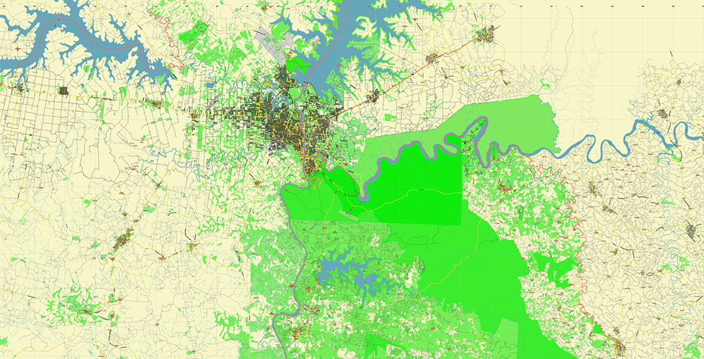 Northern region of Misiones Argentina Map Vector Exact High Detailed Road Map editable Adobe Illustrator in layers