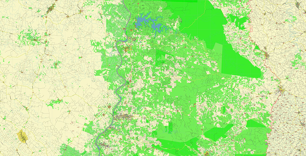 Northern region of Misiones Argentina Map Vector Exact High Detailed Road Map editable Adobe Illustrator in layers
