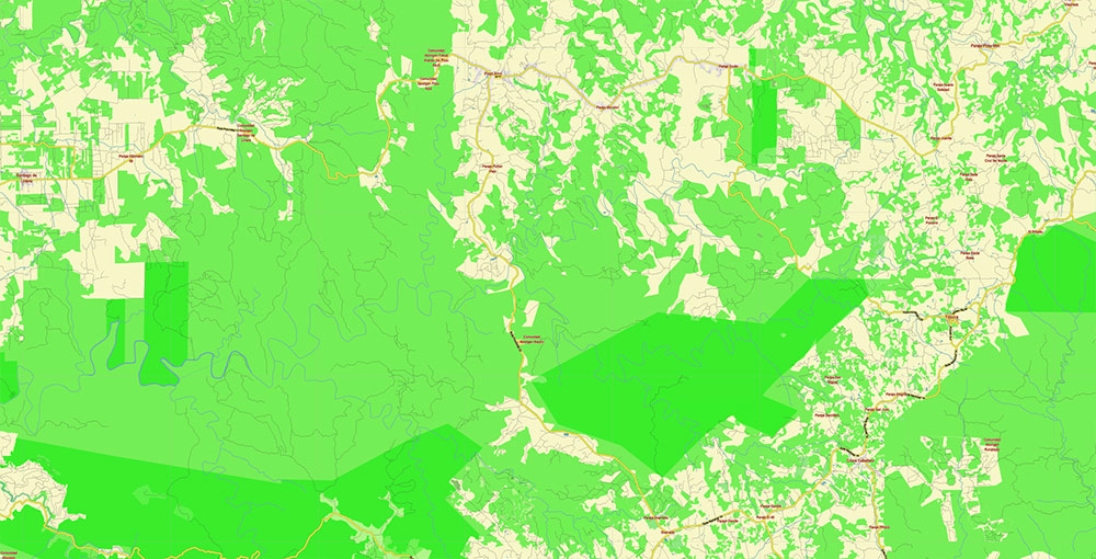 Northern region of Misiones Argentina Map Vector Exact High Detailed Road Map editable Adobe Illustrator in layers