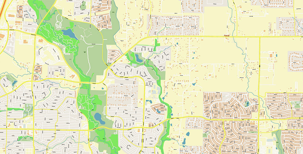 Plano Texas USA Map Vector Exact City Plan High Detailed Street Map editable Adobe Illustrator in layers