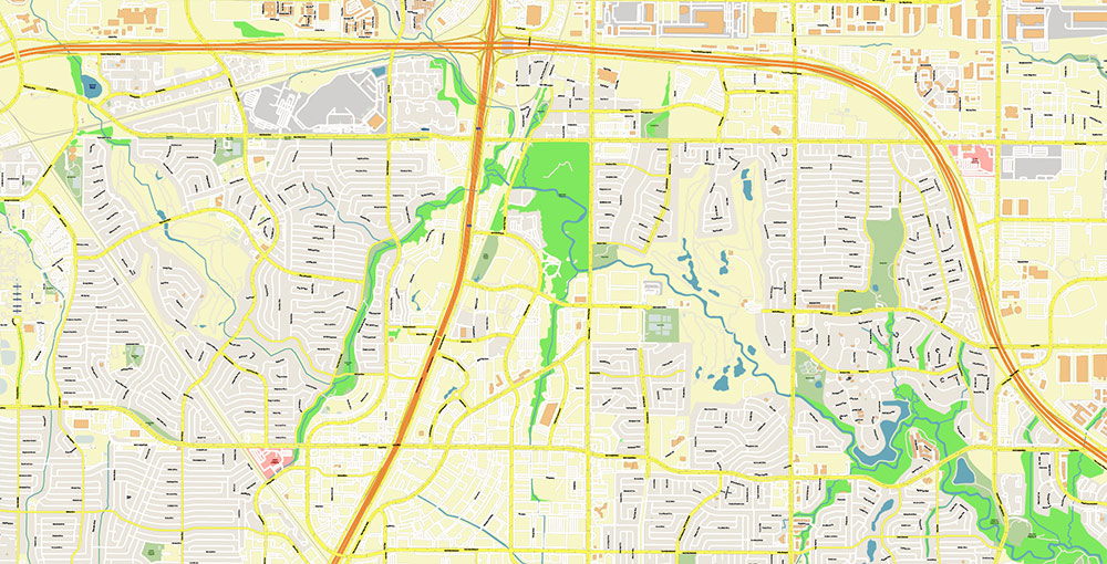 Plano Texas USA Map Vector Exact City Plan High Detailed Street Map editable Adobe Illustrator in layers