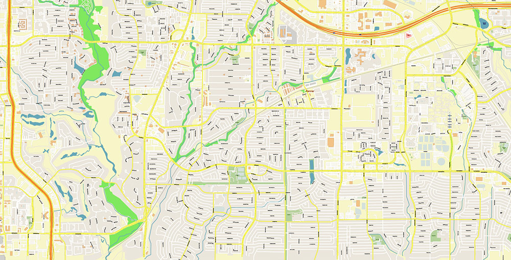 Plano Texas USA Map Vector Exact City Plan High Detailed Street Map editable Adobe Illustrator in layers