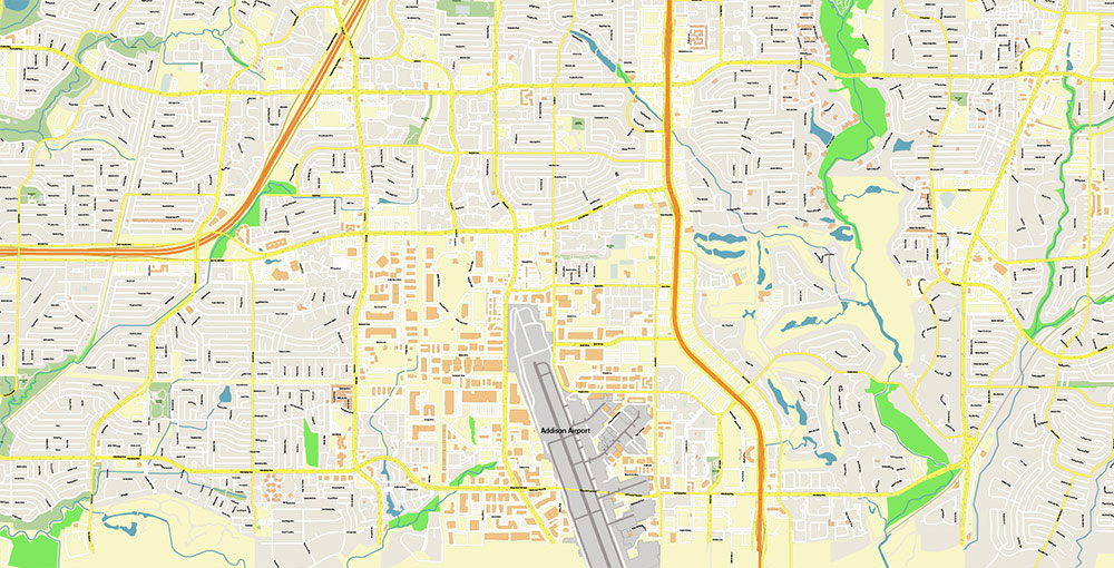 Plano Texas USA Map Vector Exact City Plan High Detailed Street Map editable Adobe Illustrator in layers