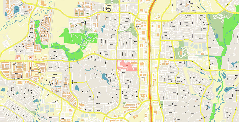 Plano Texas USA Map Vector Exact City Plan High Detailed Street Map editable Adobe Illustrator in layers
