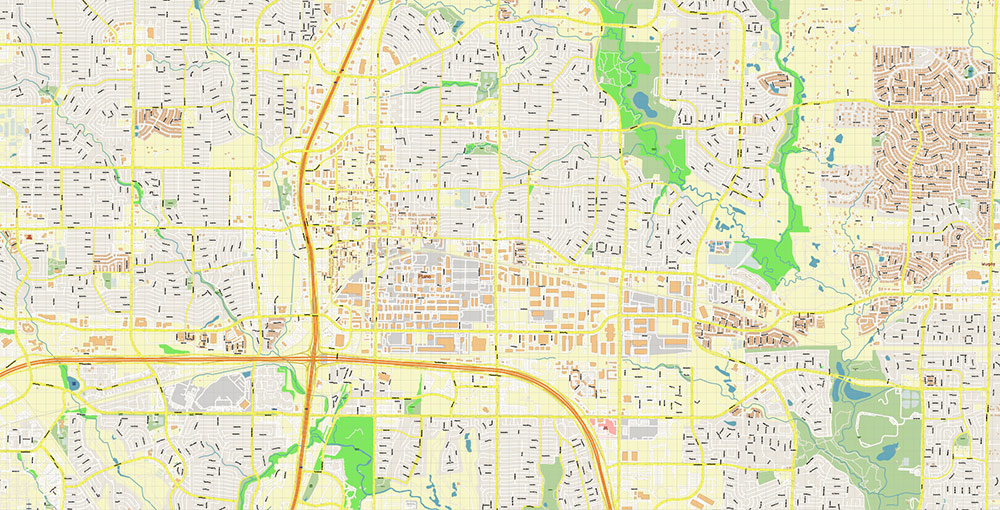 Plano Texas USA Map Vector Exact City Plan High Detailed Street Map editable Adobe Illustrator in layers