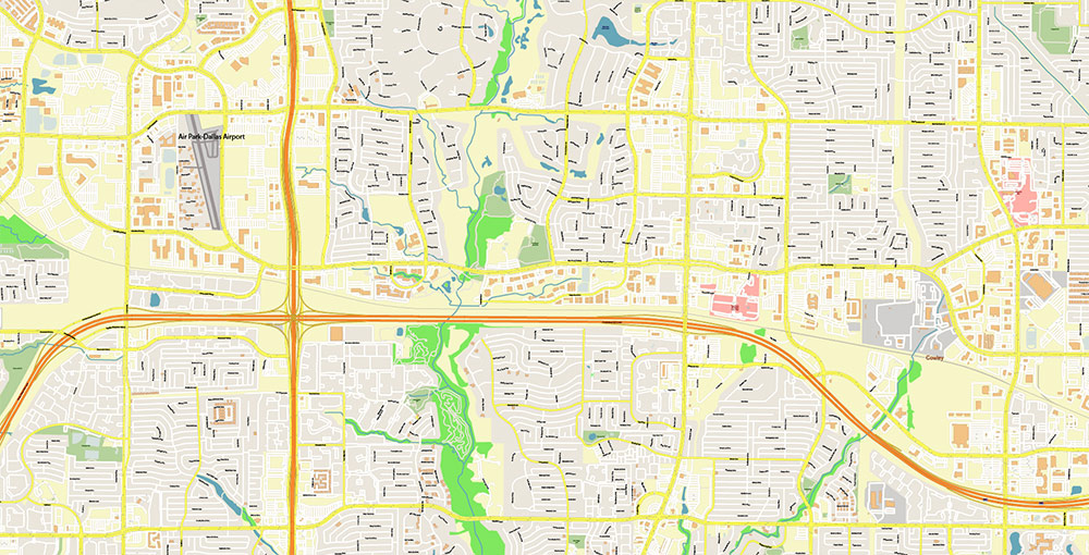 Plano Texas USA Map Vector Exact City Plan High Detailed Street Map editable Adobe Illustrator in layers