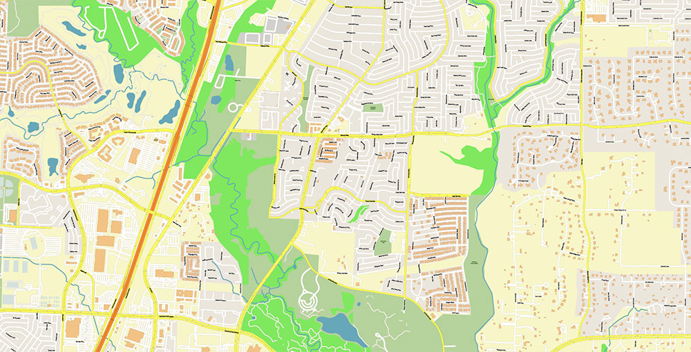 Plano Texas USA Map Vector Exact City Plan High Detailed Street Map editable Adobe Illustrator in layers