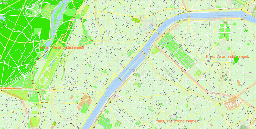 Paris France Map Vector Exact City Plan High Detailed Street Map + Arronissements editable Adobe Illustrator in layers