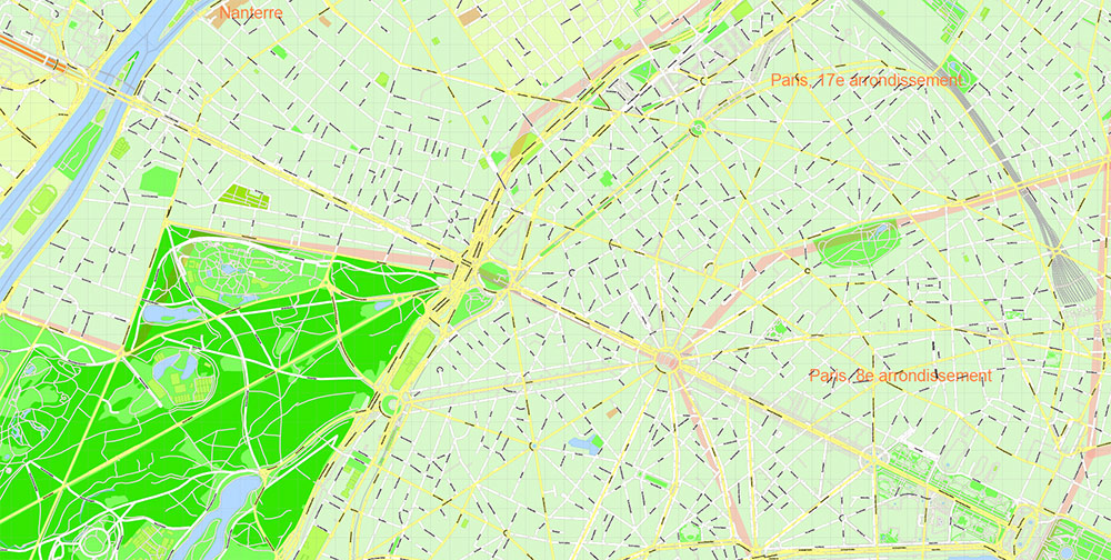 Paris France Map Vector Exact City Plan High Detailed Street Map + Arronissements editable Adobe Illustrator in layers