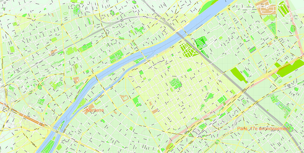 Paris France Map Vector Exact City Plan High Detailed Street Map + Arronissements editable Adobe Illustrator in layers
