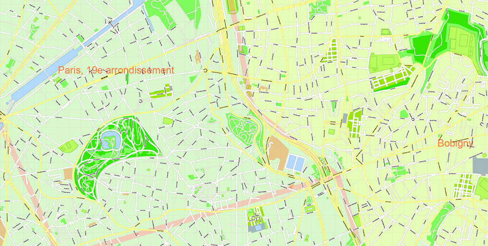 Paris France Map Vector Exact City Plan High Detailed Street Map + Arronissements editable Adobe Illustrator in layers