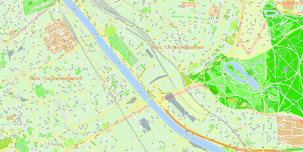 Paris France Map Vector Exact City Plan High Detailed Street Map + Arronissements editable Adobe Illustrator in layers