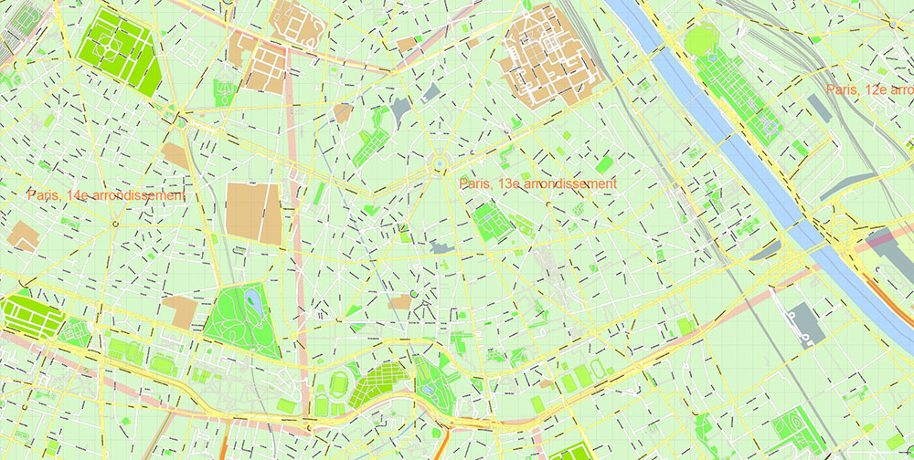 Paris France Map Vector Exact City Plan High Detailed Street Map + Arronissements editable Adobe Illustrator in layers