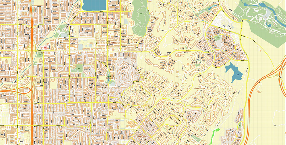 Santa Ana California USA Map Vector Exact City Plan High Detailed Street Map editable Adobe Illustrator in layers