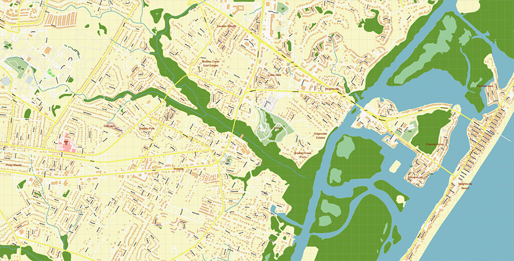 Wilmington North Carolina USA Map Vector Exact City Plan High Detailed Street Map editable Adobe Illustrator in layers