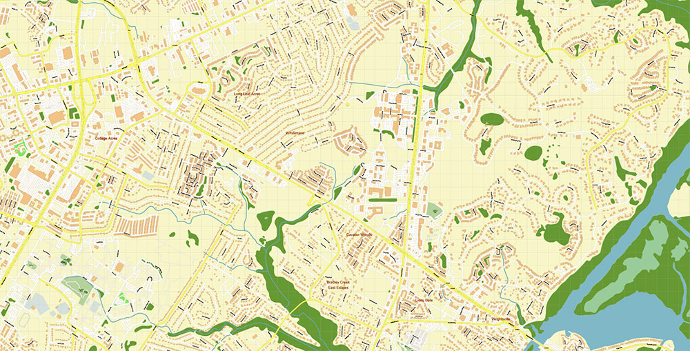Wilmington North Carolina USA Map Vector Exact City Plan High Detailed Street Map editable Adobe Illustrator in layers