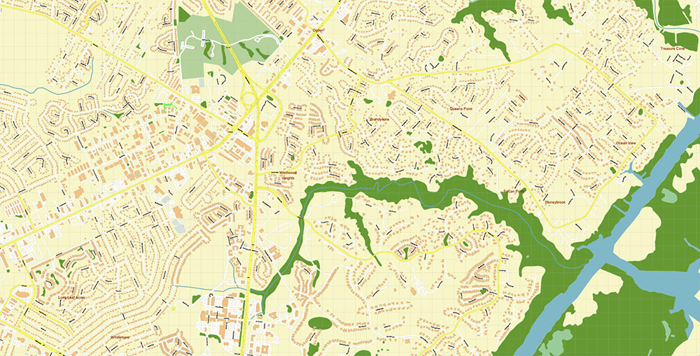 Wilmington North Carolina USA Map Vector Exact City Plan High Detailed Street Map editable Adobe Illustrator in layers