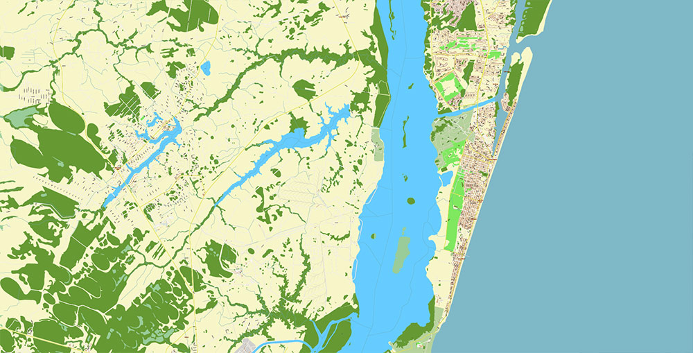 Wilmington North Carolina USA Map Vector Exact City Plan High Detailed Street Map editable Adobe Illustrator in layers
