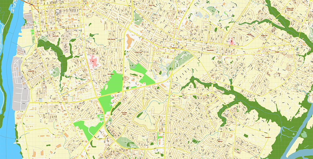 Wilmington North Carolina USA Map Vector Exact City Plan High Detailed Street Map editable Adobe Illustrator in layers