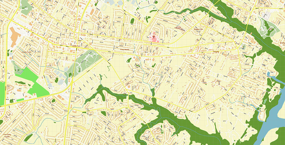 Wilmington North Carolina USA Map Vector Exact City Plan High Detailed Street Map editable Adobe Illustrator in layers