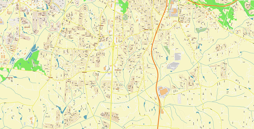 Winston-Salem North Carolina USA Map Vector Exact City Plan High Detailed Street Map editable Adobe Illustrator in layers