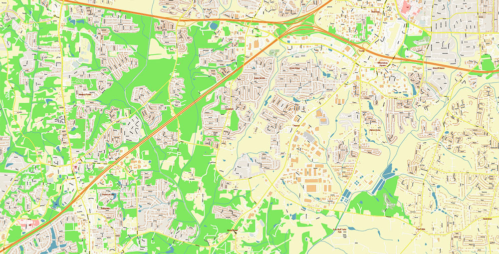 Winston-Salem North Carolina USA Map Vector Exact City Plan High Detailed Street Map editable Adobe Illustrator in layers