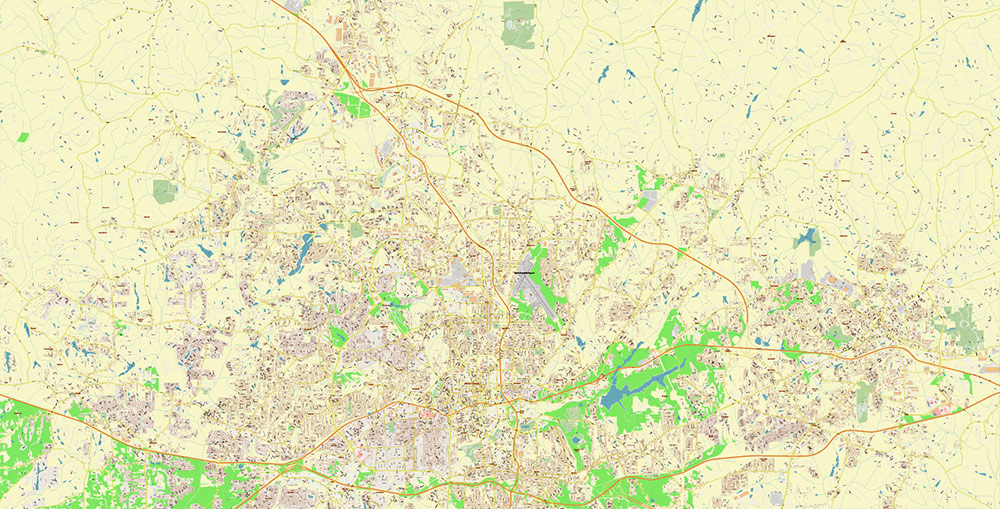 Winston-Salem North Carolina USA Map Vector Exact City Plan High Detailed Street Map editable Adobe Illustrator in layers
