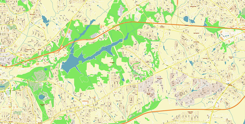 Winston-Salem North Carolina USA Map Vector Exact City Plan High Detailed Street Map editable Adobe Illustrator in layers
