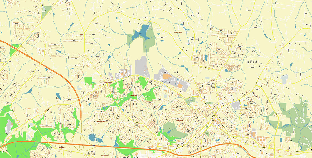 Winston-Salem North Carolina USA Map Vector Exact City Plan High Detailed Street Map editable Adobe Illustrator in layers