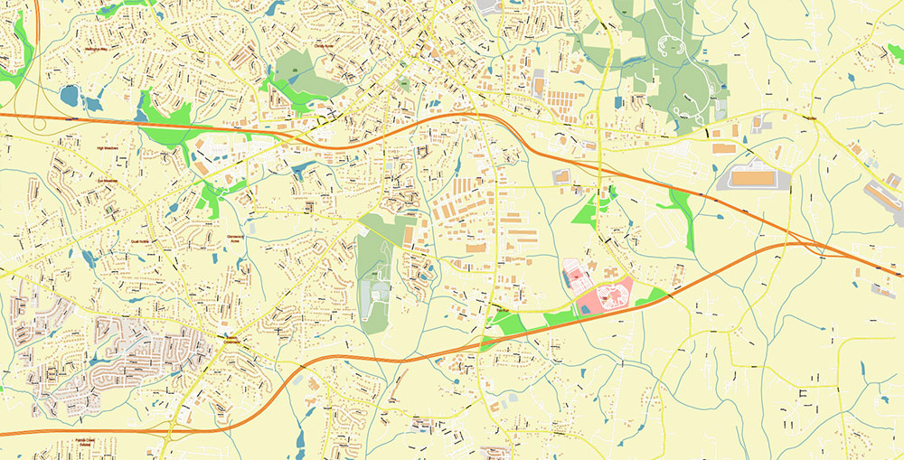 Winston-Salem North Carolina USA Map Vector Exact City Plan High Detailed Street Map editable Adobe Illustrator in layers