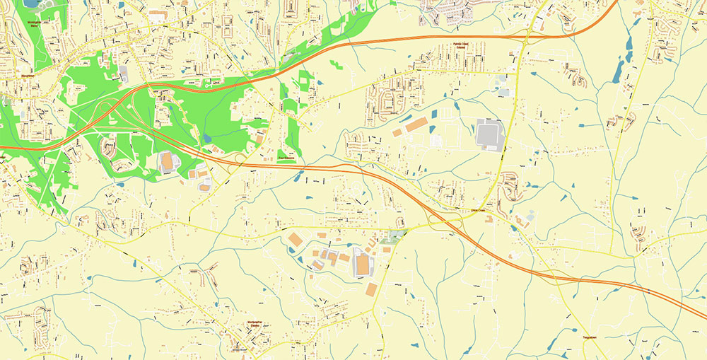 Winston-Salem North Carolina USA Map Vector Exact City Plan High Detailed Street Map editable Adobe Illustrator in layers