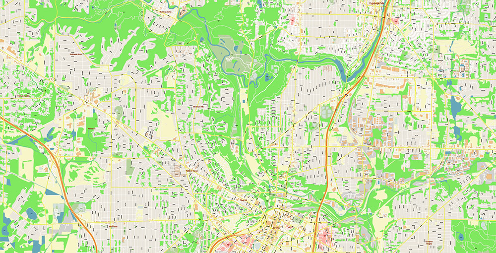 Akron Ohio USA Map Vector Exact City Plan High Detailed Street Map editable Adobe Illustrator in layers