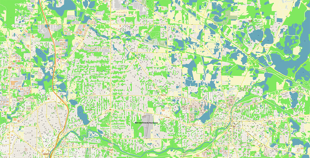 Akron Ohio USA Map Vector Exact City Plan High Detailed Street Map editable Adobe Illustrator in layers