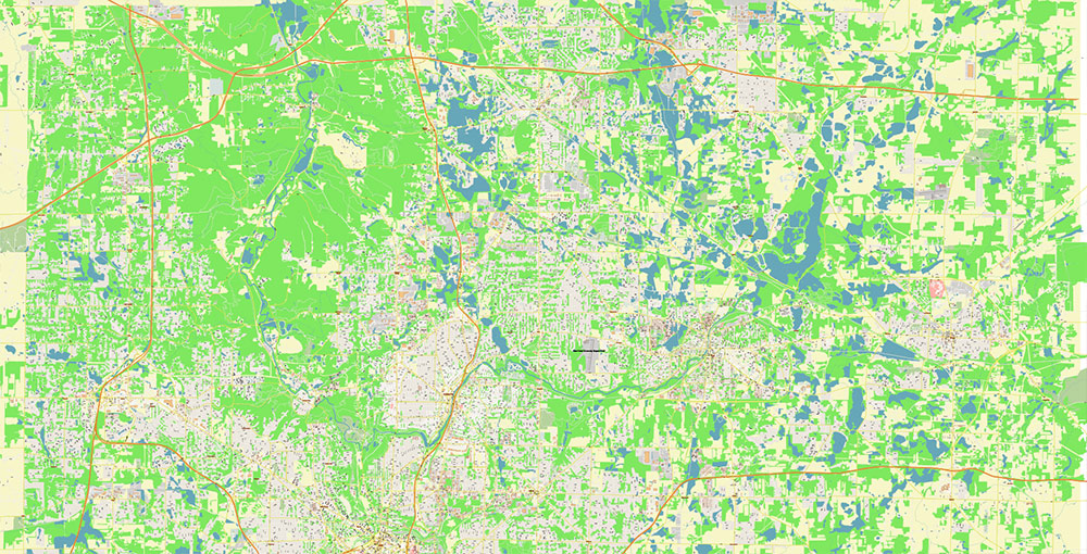 Akron Ohio USA Map Vector Exact City Plan High Detailed Street Map editable Adobe Illustrator in layers