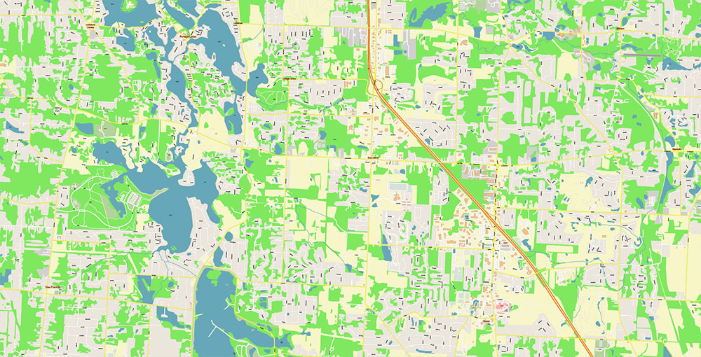 Akron Ohio USA Map Vector Exact City Plan High Detailed Street Map editable Adobe Illustrator in layers